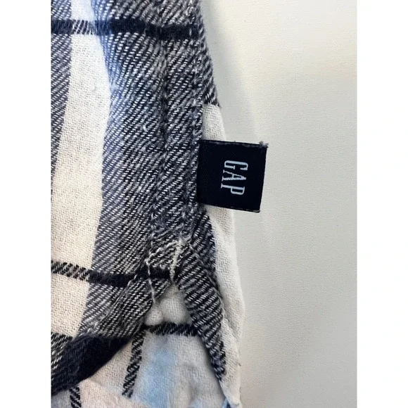 GAP Womens XL Flannel Shirt Blue White Plaid Long Sleeve Button Down‎ Top - Picture 7 of 10
